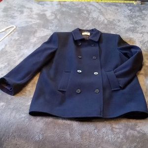 Charles Klein Pea Coat Wool Navy Petite